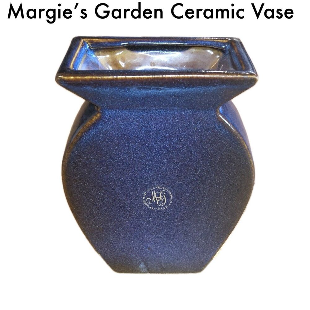 Margie’s Garden Ceramic Vase Blue Purple Iridescent Glaze Wabi-Sabi Style